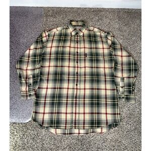 VTG Abercrombie Fitch Big Shirts Mens Size XL Red Green Plaid Flannel Button Up